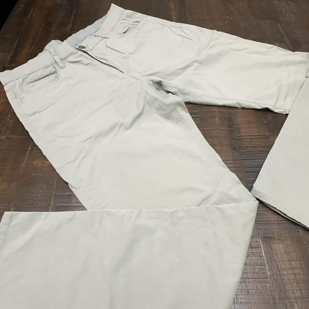 Faherty Pants Mens 33x31 Light Gray Green Stretch Chino Organic Cotton Coolmax